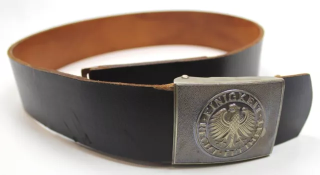 Genuine German Army Bundeswehr 2" Wide Leather Belt & Eagle Buckle