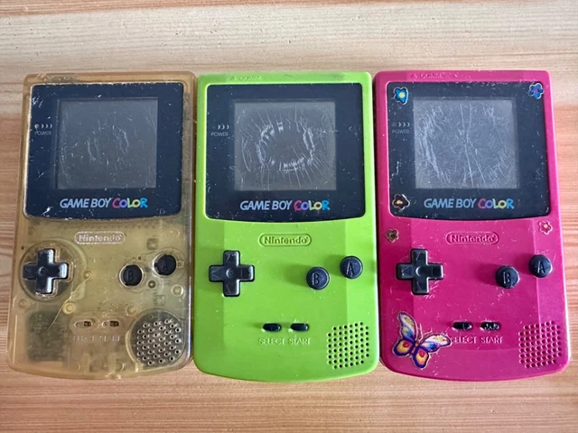 LOT OF 3 Nintendo Gameboy Color Clear Green Pink Handheld - Parts or Repair LOT OF 3 Nintendo Gameboy Color Clear Green Pink Handheld - Parts or Repair