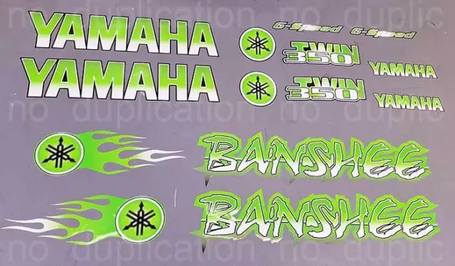 Banshee Decals GREEN Full Color Stickers Graphics 14pc ATV QUAD flames