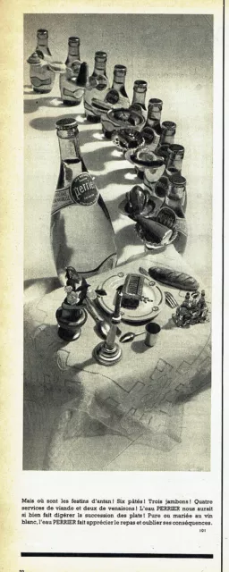Publicité Advertising 107  1955  Perrier eau minérale   les festins d'antan
