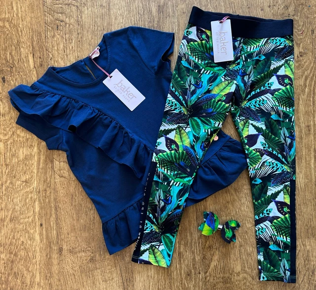 BNWT Ted Baker 5-6 years top leggings outfit floral set New designer navy bow 2