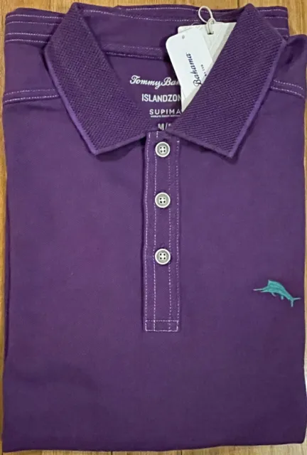 Tommy Bahama Emfielder 2.0 Supima Cotton Ss Pique Polo Shirt Purple Pink M Xl