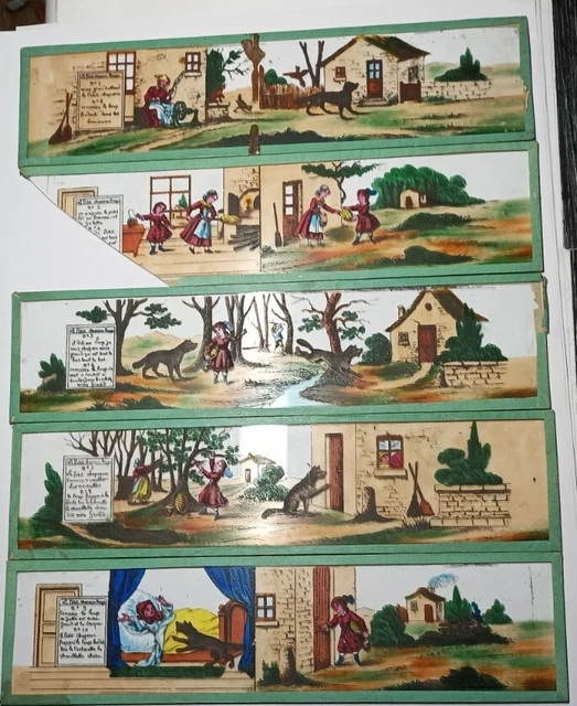 5 plaques verre lanterne magique GC & Co Georges Carette + boite originale