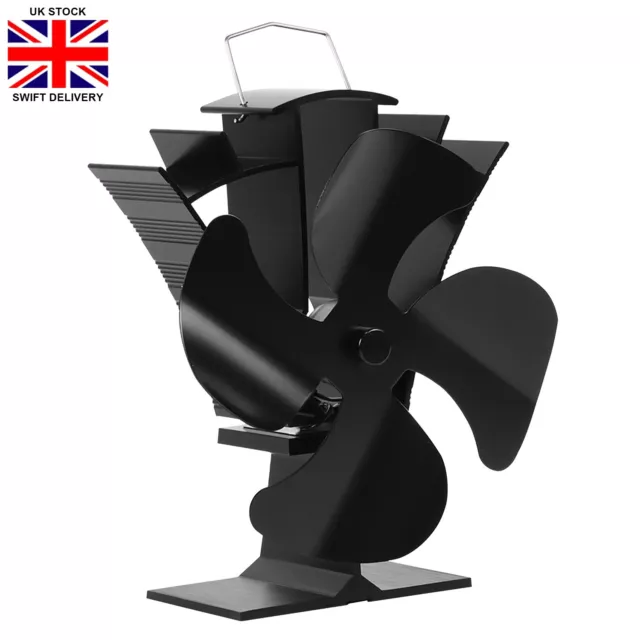 4 Blades Wood Stove Fan Heat Powered for Log Burner / Fireplace / Stove Silent