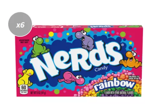 903151 6 x 141g THEATRE BOXES RAINBOW NERDS TINY, TANGY, CRUNCHY CANDY