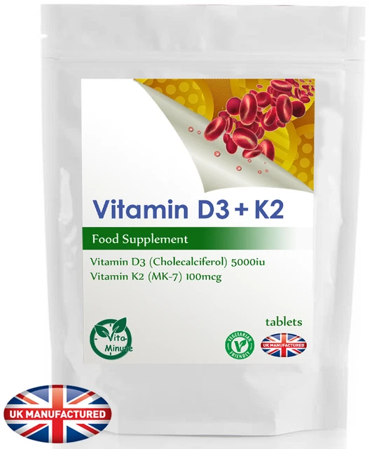 100 TABLETS X Vitamin D3 and K2 (MK7) 5000IU / 100mcg Immune