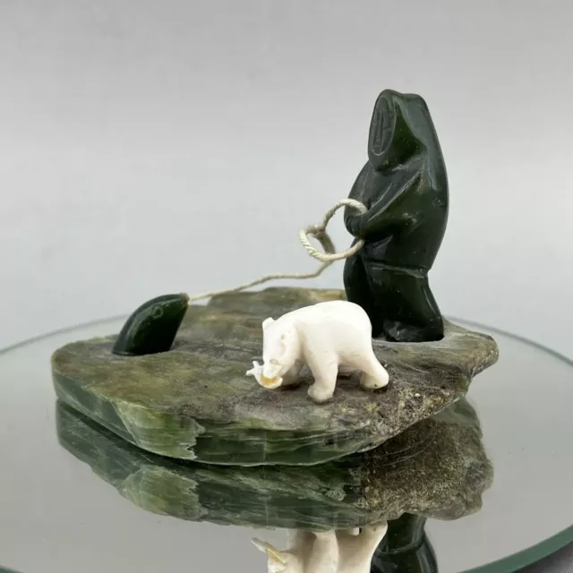 Genuine Vintage Inuit Hunter Man Hand Carved Soapstone Canada Sculpture Native