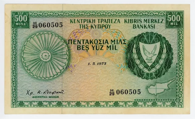 Cyprus 500 Mils 1973 P-42b AUNC-UNC