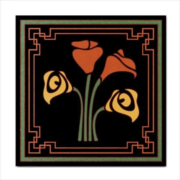 Art Deco Flower Square Decorative Ceramic Tile Backsplash Art