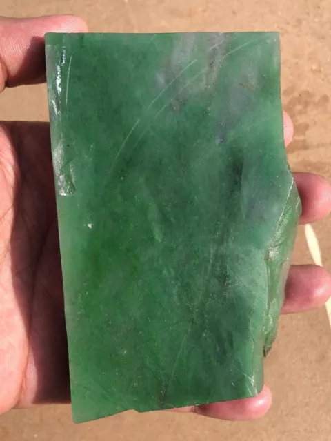 370 Grams, Natural Green Jade Gemstone Rough Slice, Raw Jade For jewelry Making,