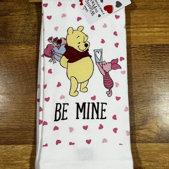 Paquete de 2 toallas de mano de cocina Disney Winnie the Pooh Día de San Valentín Be Mine Piglet