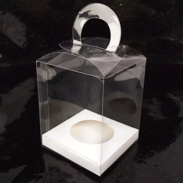 XL Clear Single Cupcake Boxes with Handles! Plastic PVC Muffin Size Crystal