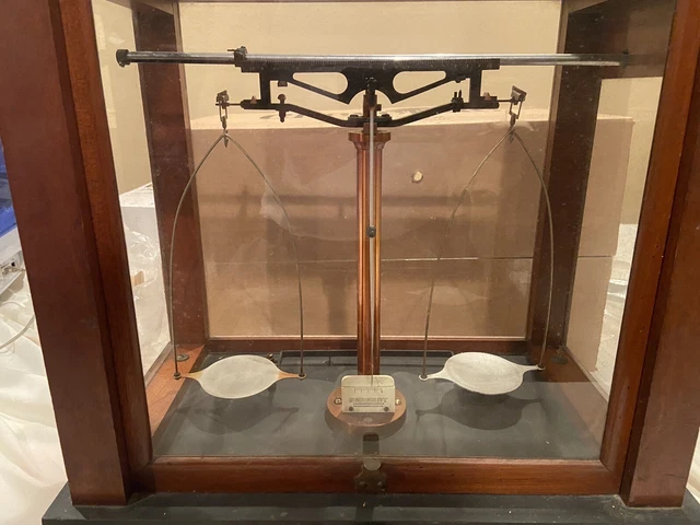 Vintage Sargent Pharmacy Gold Large Glass Enclosed Balance Scale