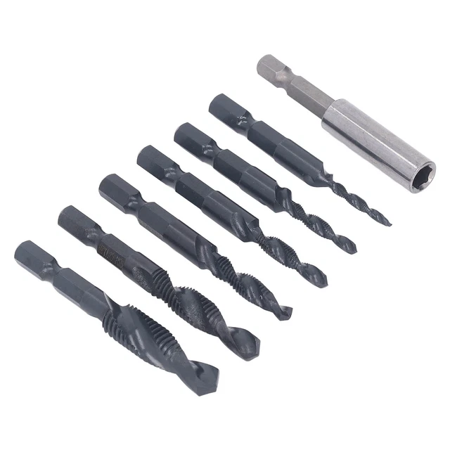Hex Shank Combination Drill Tap Burr Free M3 M4 M5 M6 M8 M10 Tap Drill Bit Set