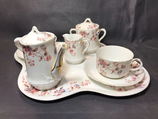 Théière Café Limoges Occasion Service à Café Vintage Limoges - Porcelaine Décorée, Pot Sucrier Et Tasses, Style Victorien Vaisselle Ancienne Française Occasion