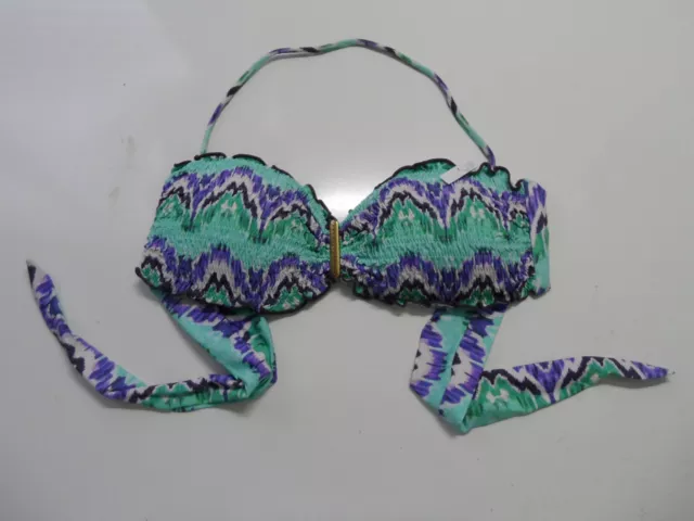 Sofia by ViX Swimwear 'Mahal' Tie Dye Smocked Bandeau Bikini Top AQUA S M L