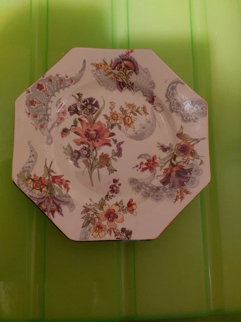 Assiette Octogonale Sarreguemines Decor Lavalliere