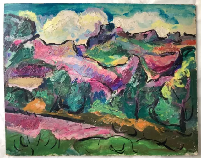 Early 20th Century LIKE KANDINSKY EXPRESSIONISM HILL LANDSCAPE ORIGINAL Oil