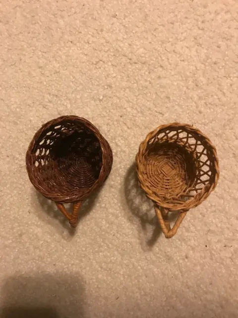 Very Neat Two Vintage Chinese Rattan Weaved Cups