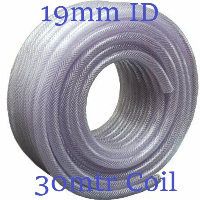 30M 3/4" Clear Braided (Reinforced) PVC Hose