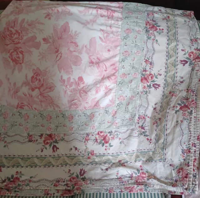 Vintage Cottage Country TABLECLOTH 56" X 56" Shabby Chic Lasting Impressions