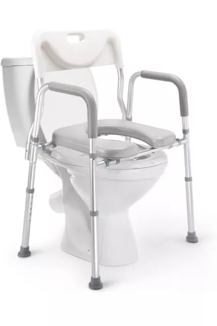 AUITOA 3-in-1 Raised Toilet Seat with Handles and Back 300lb Commode READ