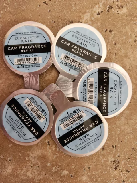 Bath & and Body Works Scentportable Car Fragrance Refill Eucalyptus Rain Lot 5