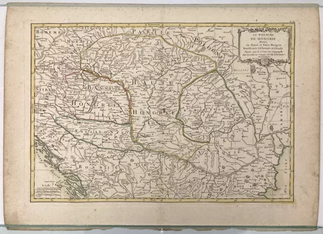 Royaume de Hongrie Kingdom of Hungary Antique Map Janvier 1783