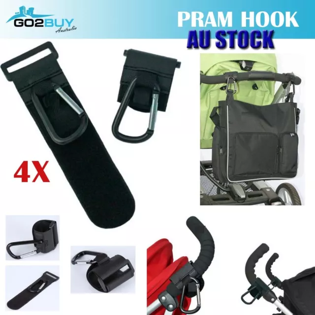 4x Pram Hook Baby Kids Stroller Hooks Shopping Bag Clip Carrier Pushchair Hanger