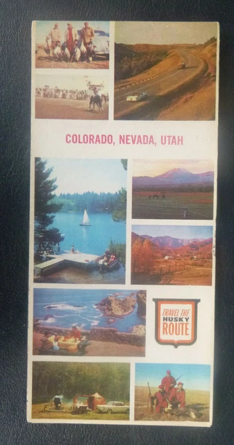 1964 Colorado Nevada Utah road map Husky oil gas