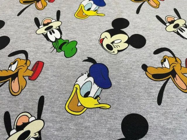 French Terry Stoff Mickey Maus Pluto Donald Duck Goofy 0,50m Disney Lizenzstoffe