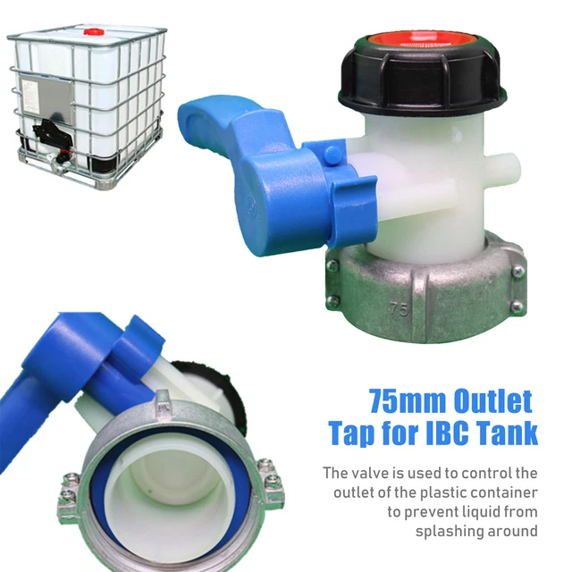 75mm Outlet Tap IBC Tank Drain Adapter Tap Adapter Valve Stopcock Rainwater I9J3