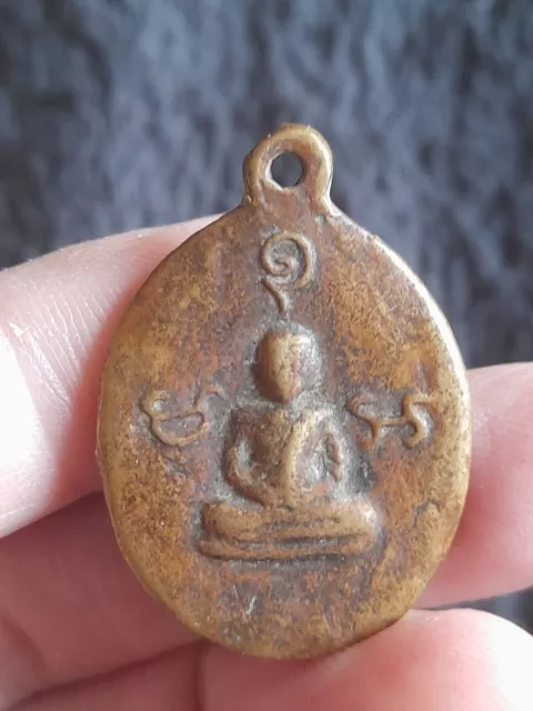 Thai Buddha Bronze Amulet Phra Siptat Lp Ngern Lucky Talisman