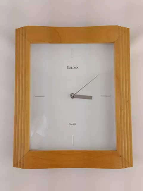 Vintage Bulova wall clock 1980s Wall Decor Rectangular Wood Wooden Modern