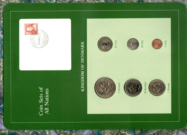 Coin Sets of All Nations Denmark all 1984 UNC 1, 5, 10 Kroner 25, 10, 5 Ore