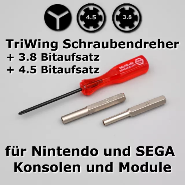 3er Set TriWing Schraubenzieher + 3.8 Bit + 4.5 Bit für Nintendo und SEGA