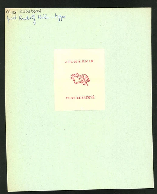 Exlibris Olgy Kubatové, Zweig und offenes Buch