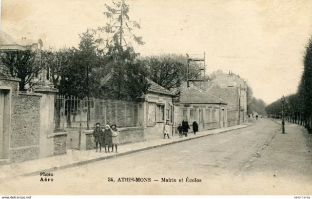 S11111 cpa 91 Athis Mons - Mairie et Ecoles