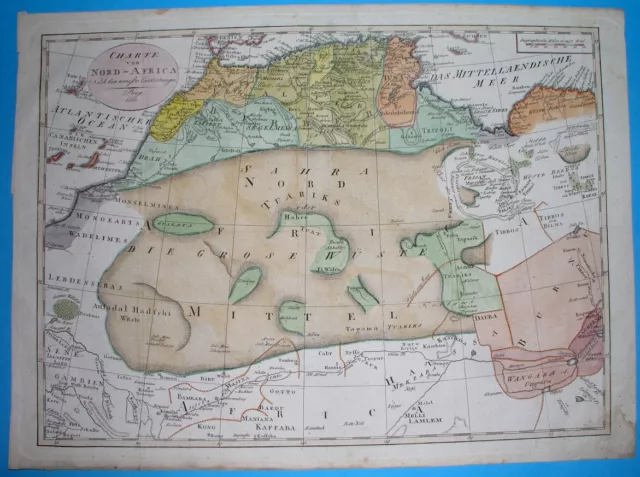 1810 rare ORIGINAL MAP AFRICA SAHARA TUNISIA MOROCCO ALGERIA MALI NIGER CHAD