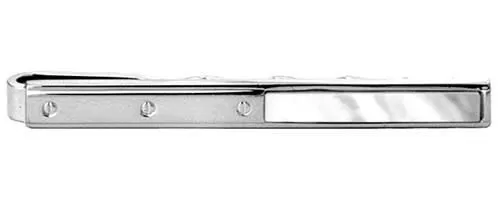 Hommes Demi Nacre avec Vis Motif Rhodium Cravate Barrette