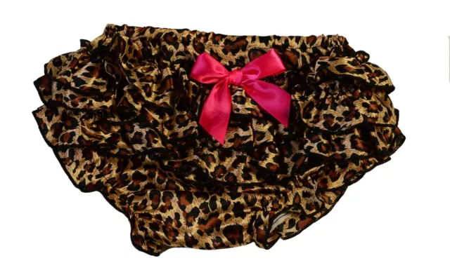 Leopard Print Ruffle Baby Bloomers Pretty Silky Baby Girls Diaper Cover