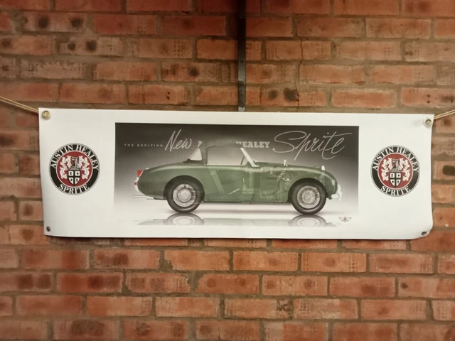 AUSTIN HEALEY sprite side MK I large pvc WORK SHOP BANNER garage £15.00 ...