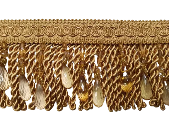 Bullion Fringe with Beads - Gold 105mm Price is for 5 metres