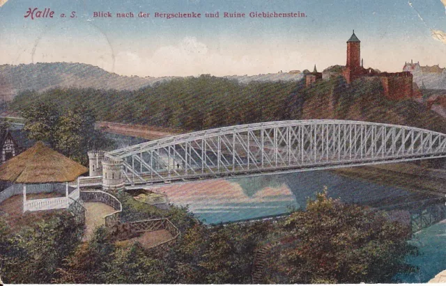 uralte AK, Halle an der Saale Bergschänke und Ruine Giebichstein Feldpost 1917