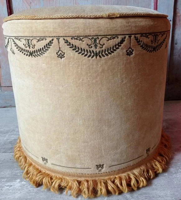 Pouf vintage  velours année 70 repose-pieds seventies tabouret