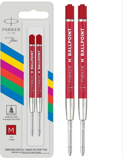 Parker Ballpoint Pen Refill | Medium Tip | Red QUINKflow Ink | 2 Count