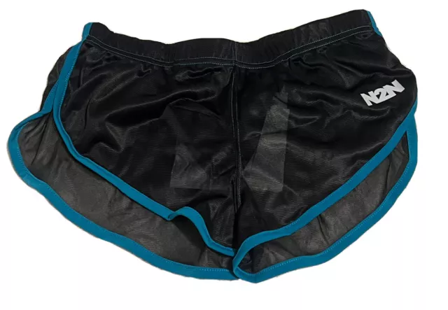 N2N BODYWEAR EURO Mesh Sheer Split Shorts Size M Black W Teal Trim Es2 Nwt  £55.88 - PicClick UK