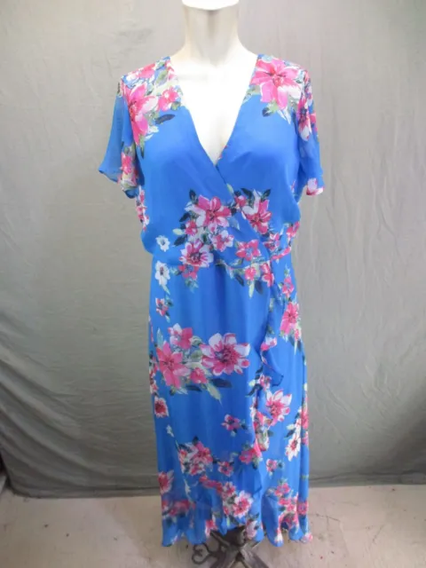 Kensie Size S Womens Multicolor Floral V-Neck Back Zip Maxi Dress 5BL18