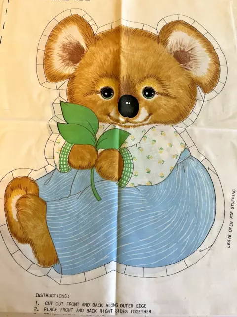 Cut and Sew Koala Bear Animal Pillow Spring Mills Cotton Fabric Panel Vintage