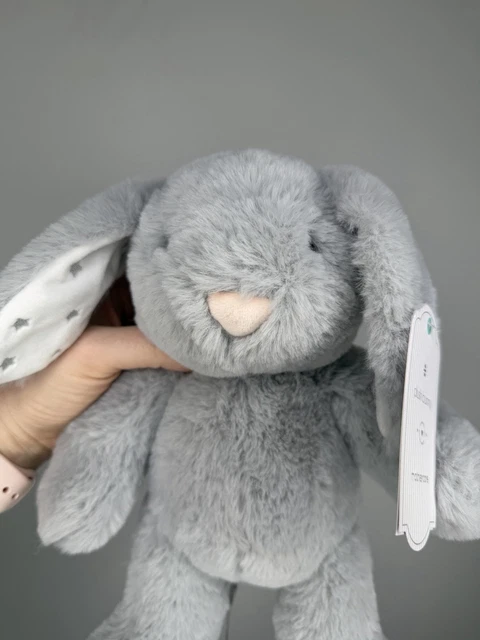 MOTHERCARE 12& GREY BUNNY RABBIT STARS ON EARS BABY SOFT TOY PLUSH ...